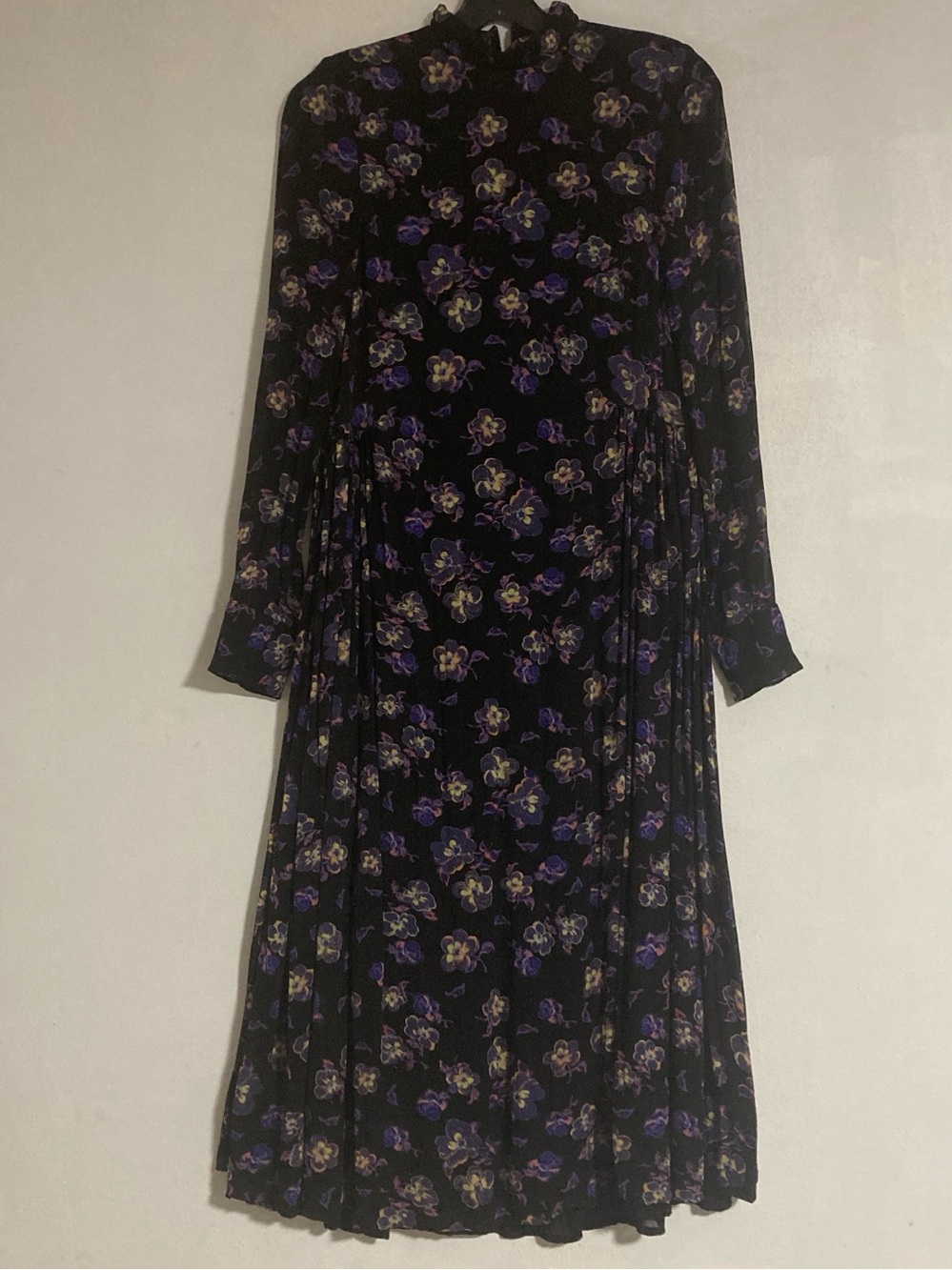 GANNI georgette black floral maxi dress Size M